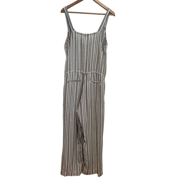 Rails Brooklyn Linen Blend Grey and White Striped Cropped Jumpsuit Size S - Picture 3 of 11